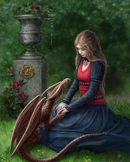 Оригинал - Схема вышивки «Девушка и дракон» - Автор «Fafnir» - Авторы - Вышивка крестом